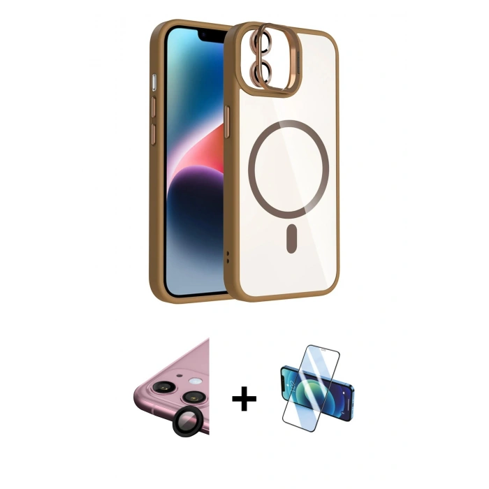 MARSİLYAN™- iPhone 11 Kılıf Yadigar Asil Koleksiyonu - Siyah 3D Antistatik Cam Ekran Koruyucu + Raze Metal Kamera Lens - SH
