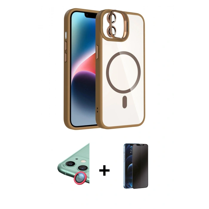 MARSİLYAN™- iPhone 11 Kılıf Yadigar Asil Koleksiyonu - Siyah 3D Antistatik Hayalet Cam Ekran Koruyucu + Raze Metal Kamera Lens - KI