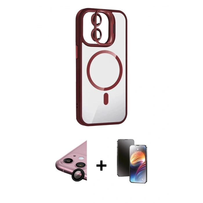 MARSİLYAN™- iPhone 11 Kılıf Yadigar Asil Koleksiyonu - Siyah 3D Antistatik Mat Seramik Nano Ekran Koruyucu + Raze Metal Kamera Lens - SH