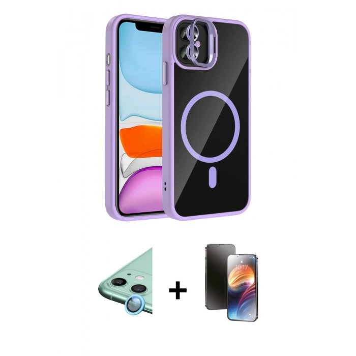 MARSİLYAN™- iPhone 11 Kılıf Yadigar Asil Koleksiyonu - Siyah 3D Antistatik Mat Seramik Nano Ekran Koruyucu + Raze Metal Kamera Lens - MI