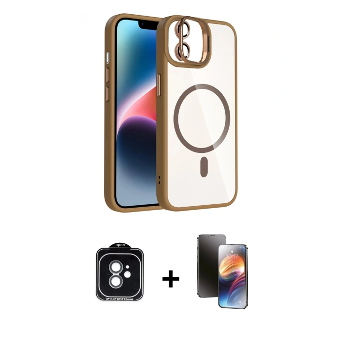 MARSİLYAN™- iPhone 11 Kılıf Yadigar Asil Koleksiyonu - Siyah 3D Antistatik Mat Seramik Nano Ekran Koruyucu + PVD Metal Kamera Lens - YL