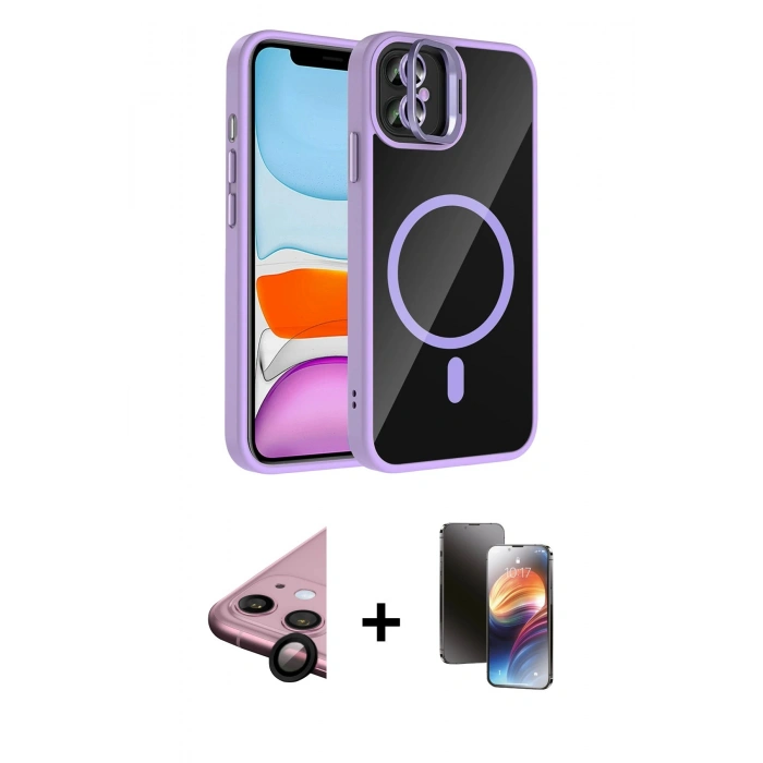 MARSİLYAN™- iPhone 11 Kılıf Yadigar Asil Koleksiyonu - Siyah 3D Antistatik Mat Seramik Nano Ekran Koruyucu + Raze Metal Kamera Lens - SH