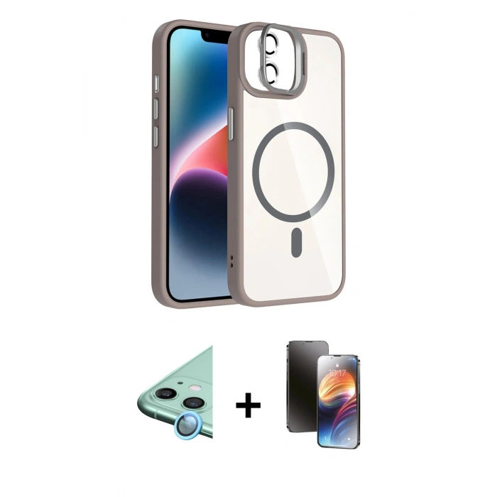 MARSİLYAN™- iPhone 11 Kılıf Yadigar Asil Koleksiyonu - Siyah 3D Antistatik Mat Seramik Nano Ekran Koruyucu + Raze Metal Kamera Lens - MI