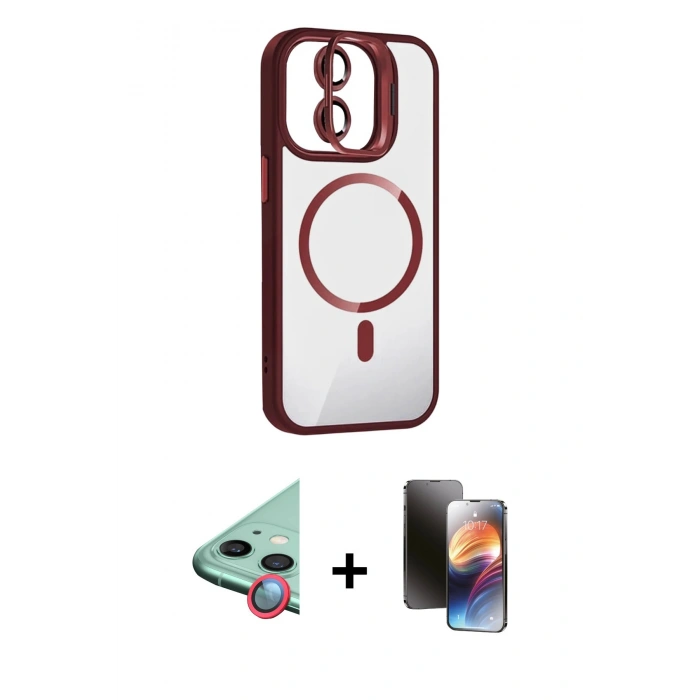 MARSİLYAN™- iPhone 11 Kılıf Yadigar Asil Koleksiyonu - Siyah 3D Antistatik Mat Seramik Nano Ekran Koruyucu + Raze Metal Kamera Lens - KI
