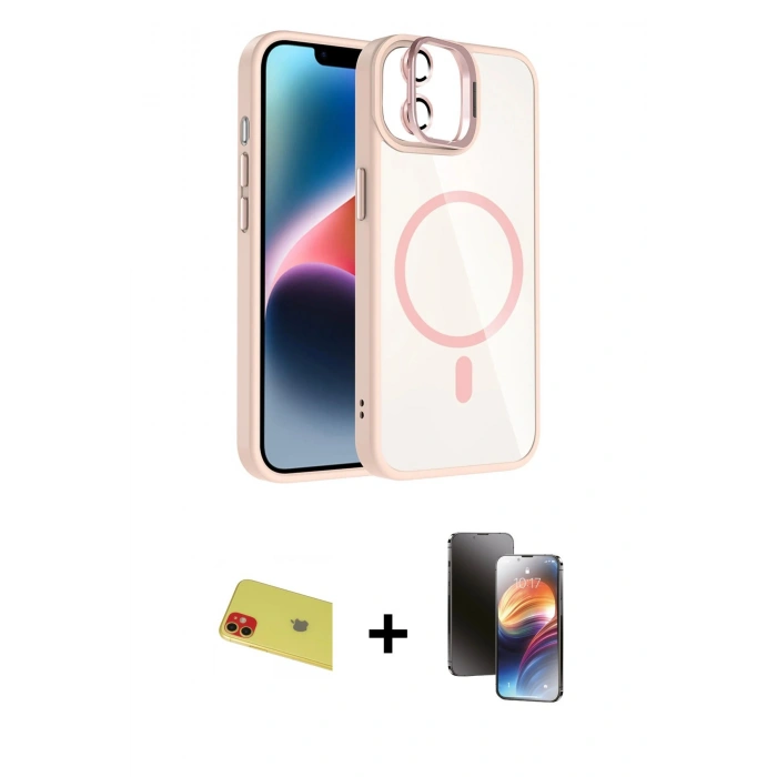 MARSİLYAN™- iPhone 11 Kılıf Yadigar Asil Koleksiyonu - Siyah 3D Antistatik Mat Seramik Nano Ekran Koruyucu + Rainbow Kamera Lens Koruma Cam - KI