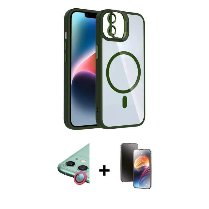 MARSİLYAN™- iPhone 11 Kılıf Yadigar Asil Koleksiyonu - Siyah 3D Antistatik Mat Seramik Nano Ekran Koruyucu + Raze Metal Kamera Lens - KI