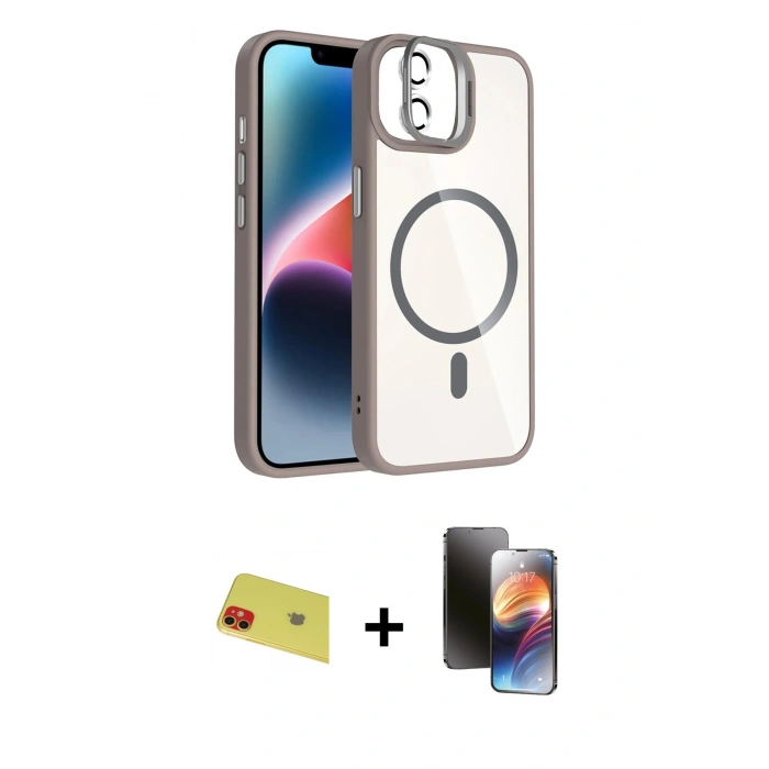 MARSİLYAN™- iPhone 11 Kılıf Yadigar Asil Koleksiyonu - Siyah 3D Antistatik Mat Seramik Nano Ekran Koruyucu + Rainbow Kamera Lens Koruma Cam - KI