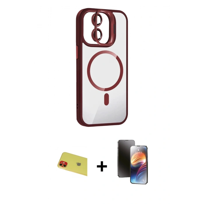 MARSİLYAN™- iPhone 11 Kılıf Yadigar Asil Koleksiyonu - Siyah 3D Antistatik Mat Seramik Nano Ekran Koruyucu + Rainbow Kamera Lens Koruma Cam - KI