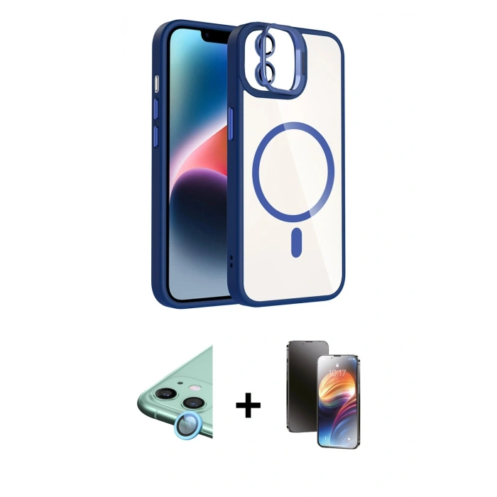 MARSİLYAN™- iPhone 11 Kılıf Yadigar Asil Koleksiyonu - Siyah 3D Antistatik Mat Seramik Nano Ekran Koruyucu + Raze Metal Kamera Lens - MI