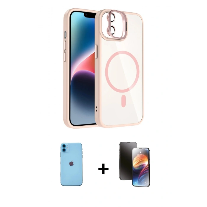MARSİLYAN™- iPhone 11 Kılıf Yadigar Asil Koleksiyonu - Siyah 3D Antistatik Mat Seramik Nano Ekran Koruyucu + Neon Fosforlu Kamera Lens - MI