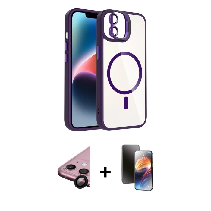 MARSİLYAN™- iPhone 11 Kılıf Yadigar Asil Koleksiyonu - Siyah 3D Antistatik Mat Seramik Nano Ekran Koruyucu + Raze Metal Kamera Lens - SH