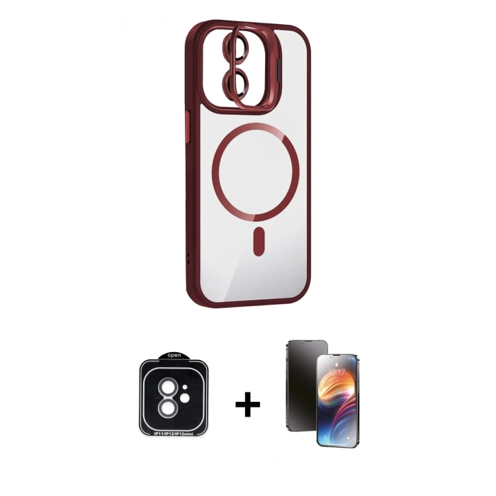 MARSİLYAN™- iPhone 11 Kılıf Yadigar Asil Koleksiyonu - Siyah 3D Antistatik Mat Seramik Nano Ekran Koruyucu + PVD Metal Kamera Lens - YL