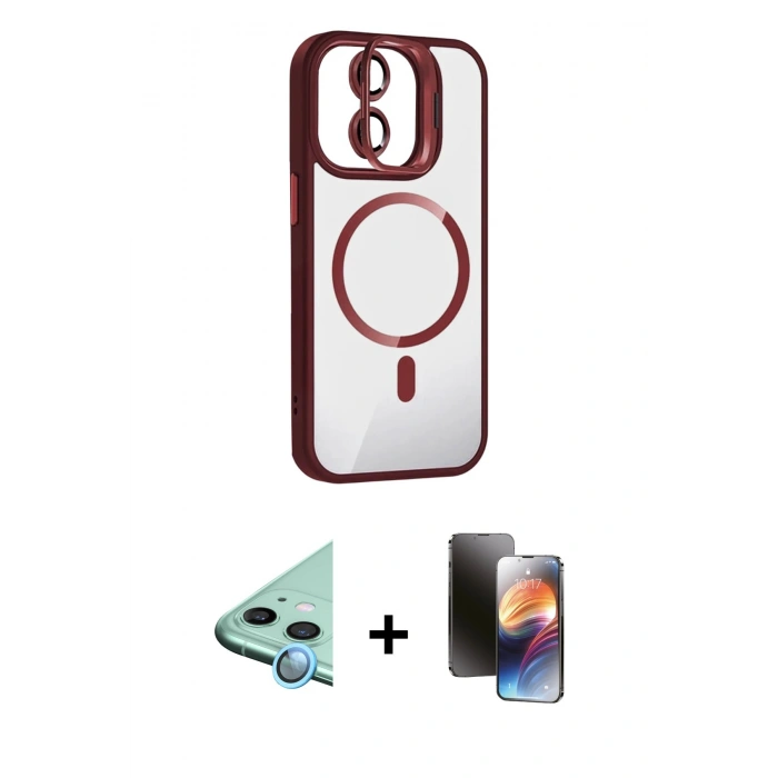 MARSİLYAN™- iPhone 11 Kılıf Yadigar Asil Koleksiyonu - Siyah 3D Antistatik Mat Seramik Nano Ekran Koruyucu + Raze Metal Kamera Lens - MI
