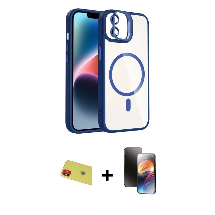 MARSİLYAN™- iPhone 11 Kılıf Yadigar Asil Koleksiyonu - Siyah 3D Antistatik Mat Seramik Nano Ekran Koruyucu + Rainbow Kamera Lens Koruma Cam - KI