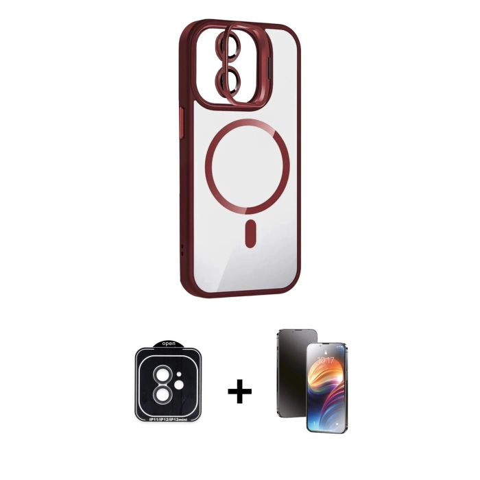 MARSİLYAN™- iPhone 11 Kılıf Yadigar Asil Koleksiyonu - Siyah 3D Antistatik Mat Seramik Nano Ekran Koruyucu + PVD Metal Kamera Lens - SH