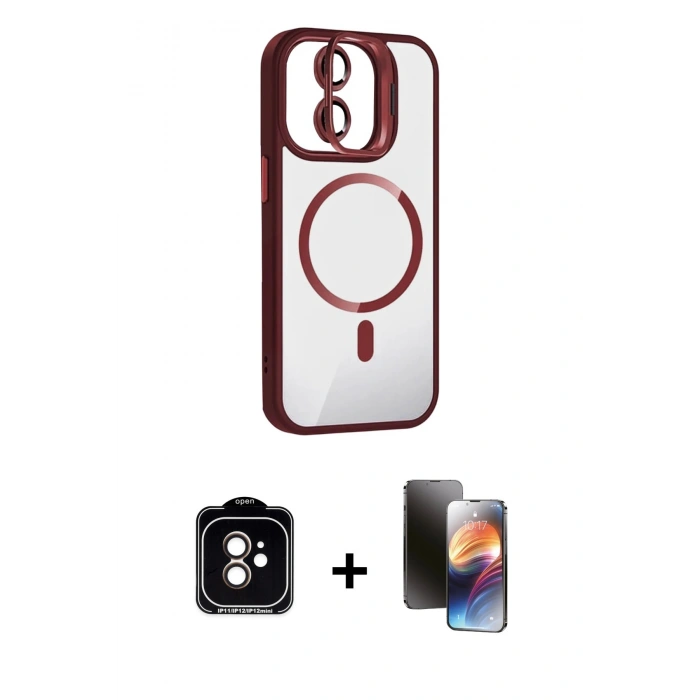 MARSİLYAN™- iPhone 11 Kılıf Yadigar Asil Koleksiyonu - Siyah 3D Antistatik Mat Seramik Nano Ekran Koruyucu + PVD Metal Kamera Lens - TU