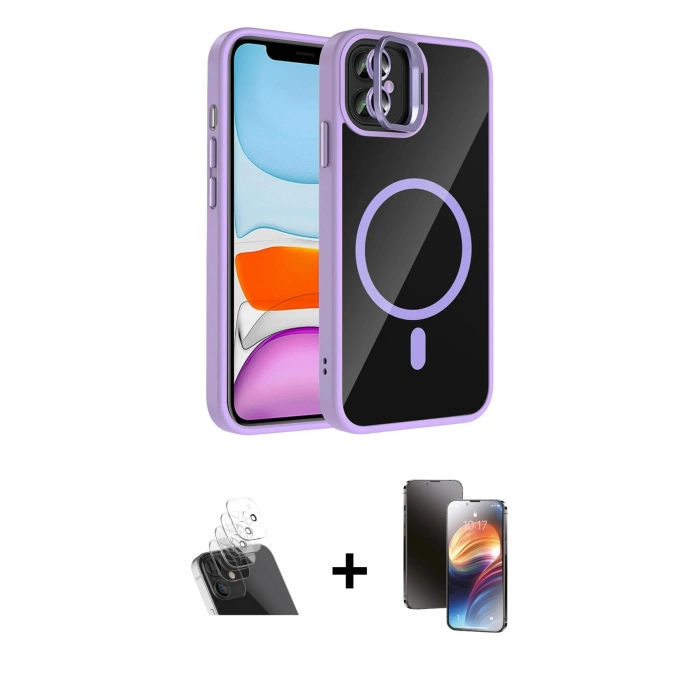 MARSİLYAN™- iPhone 11 Kılıf Yadigar Asil Koleksiyonu - Siyah 3D Antistatik Mat Seramik Nano Ekran Koruyucu + Kamera Lens Koruma Cam - SF