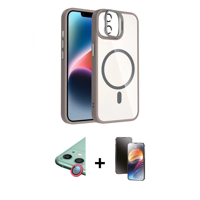 MARSİLYAN™- iPhone 11 Kılıf Yadigar Asil Koleksiyonu - Siyah 3D Antistatik Mat Seramik Nano Ekran Koruyucu + Raze Metal Kamera Lens - KI