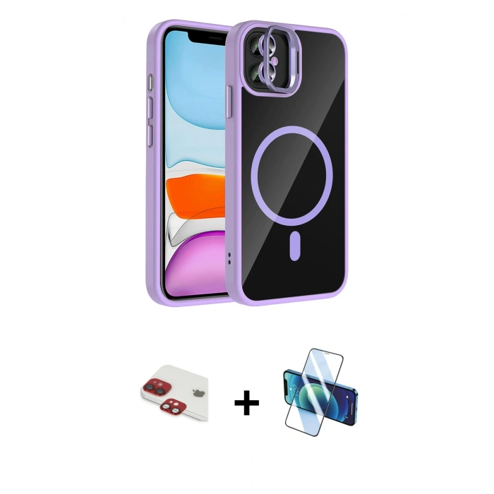 MARSİLYAN™- iPhone 11 Kılıf Yadigar Asil Koleksiyonu - Siyah 3D Antistatik Seramik Nano Ekran Koruyucu + Pers Alüminyum Kamera Lens - KI