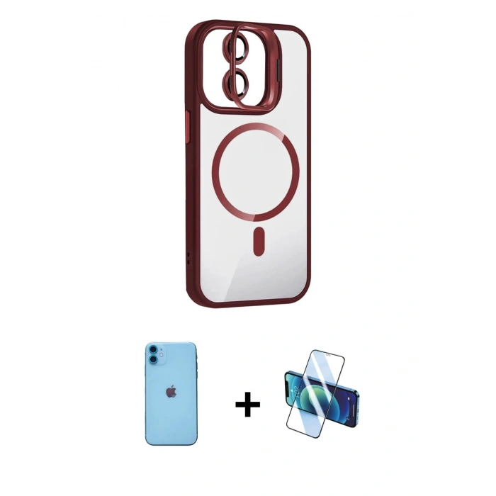 MARSİLYAN™- iPhone 11 Kılıf Yadigar Asil Koleksiyonu - Siyah 3D Antistatik Seramik Nano Ekran Koruyucu + Neon Fosforlu Kamera Lens - MI