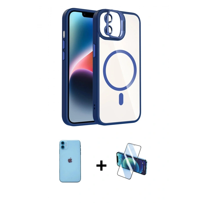MARSİLYAN™- iPhone 11 Kılıf Yadigar Asil Koleksiyonu - Siyah 3D Antistatik Seramik Nano Ekran Koruyucu + Neon Fosforlu Kamera Lens - MI
