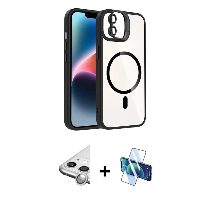 MARSİLYAN™- iPhone 11 Kılıf Yadigar Asil Koleksiyonu - Siyah 3D Antistatik Seramik Nano Ekran Koruyucu + Raze Metal Kamera Lens - GS