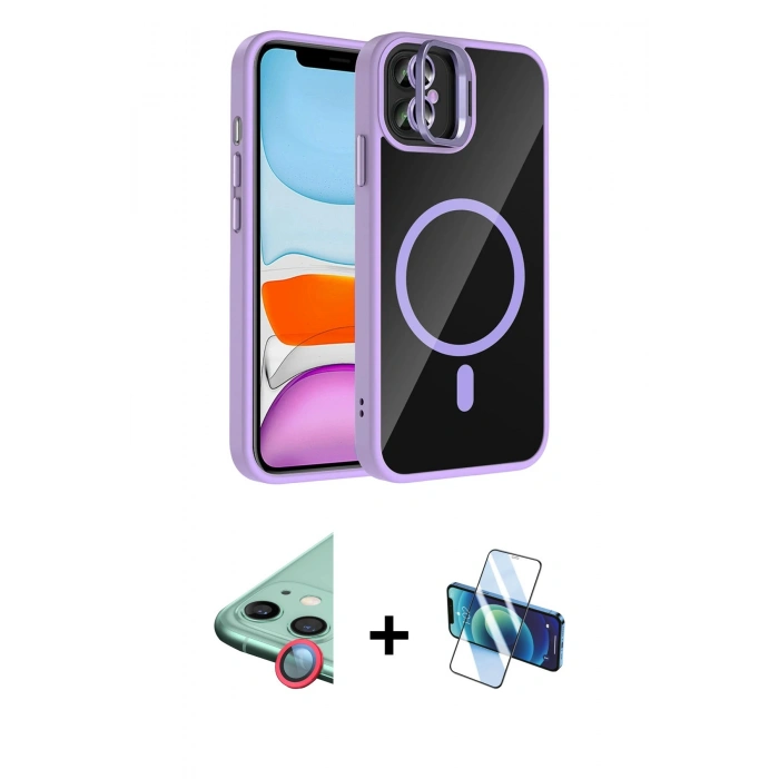 MARSİLYAN™- iPhone 11 Kılıf Yadigar Asil Koleksiyonu - Siyah 3D Antistatik Seramik Nano Ekran Koruyucu + Raze Metal Kamera Lens - KI