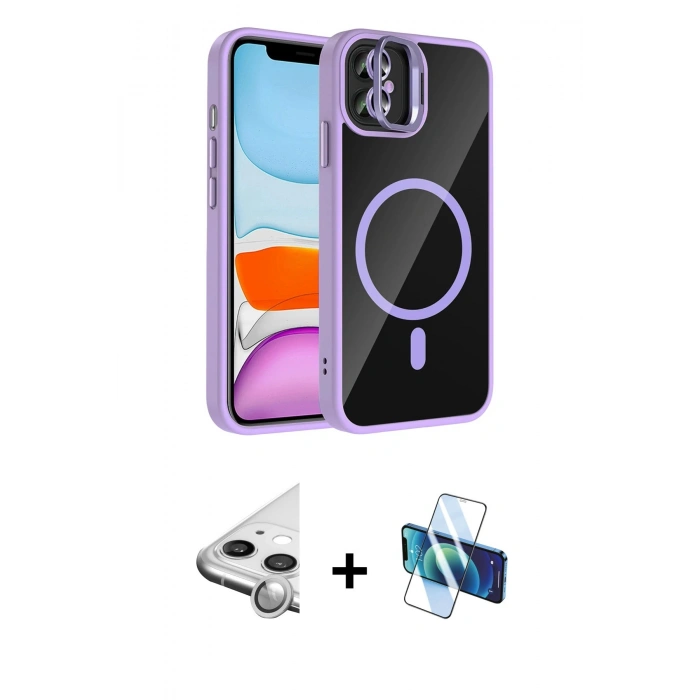 MARSİLYAN™- iPhone 11 Kılıf Yadigar Asil Koleksiyonu - Siyah 3D Antistatik Seramik Nano Ekran Koruyucu + Raze Metal Kamera Lens - GS