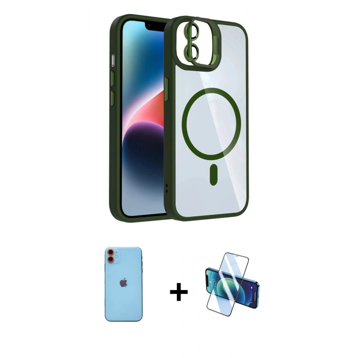 MARSİLYAN™- iPhone 11 Kılıf Yadigar Asil Koleksiyonu - Siyah 3D Antistatik Seramik Nano Ekran Koruyucu + Neon Fosforlu Kamera Lens - TU