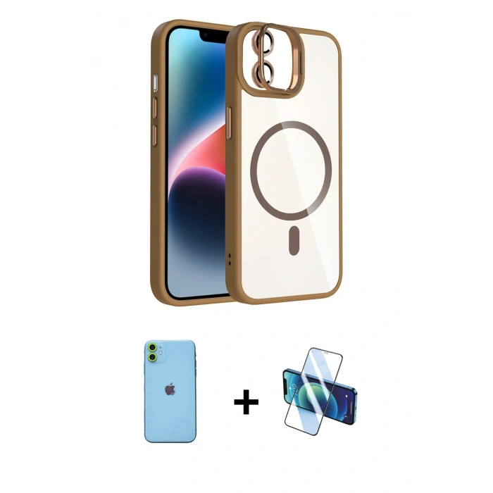 MARSİLYAN™- iPhone 11 Kılıf Yadigar Asil Koleksiyonu - Siyah 3D Antistatik Seramik Nano Ekran Koruyucu + Neon Fosforlu Kamera Lens - YL