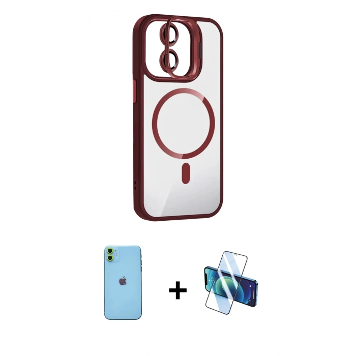 MARSİLYAN™- iPhone 11 Kılıf Yadigar Asil Koleksiyonu - Siyah 3D Antistatik Seramik Nano Ekran Koruyucu + Neon Fosforlu Kamera Lens - YL