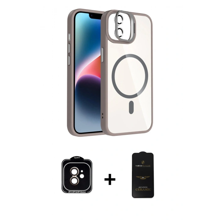 MARSİLYAN™- iPhone 11 Kılıf Yadigar Asil Koleksiyonu - Siyah 6D Antistatik Mat Seramik Hayalet Nano Ekran Koruyucu + PVD Metal Kamera Lens - TU