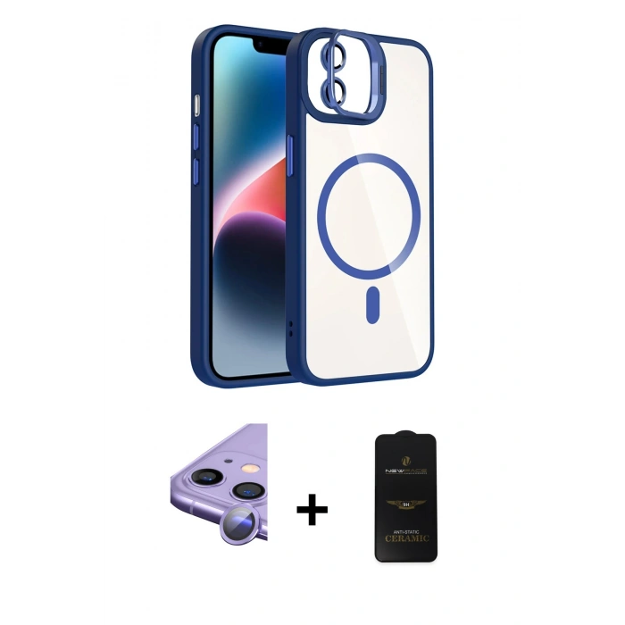 MARSİLYAN™- iPhone 11 Kılıf Yadigar Asil Koleksiyonu - Siyah 6D Antistatik Mat Seramik Hayalet Nano Ekran Koruyucu + Raze Metal Kamera Lens - MR
