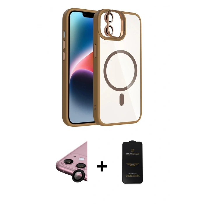 MARSİLYAN™- iPhone 11 Kılıf Yadigar Asil Koleksiyonu - Siyah 6D Antistatik Mat Seramik Hayalet Nano Ekran Koruyucu + Raze Metal Kamera Lens - SH