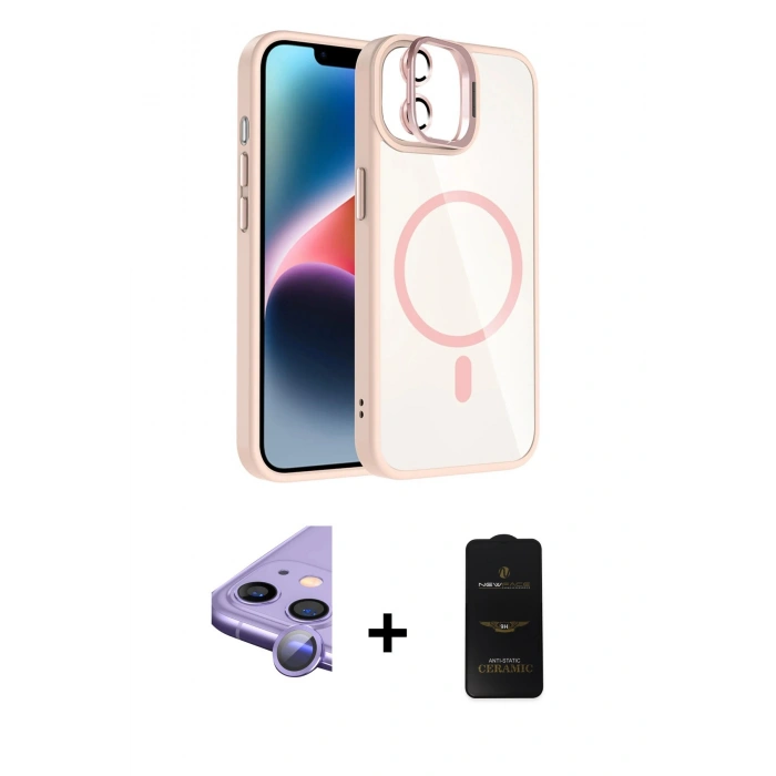 MARSİLYAN™- iPhone 11 Kılıf Yadigar Asil Koleksiyonu - Siyah 6D Antistatik Mat Seramik Hayalet Nano Ekran Koruyucu + Raze Metal Kamera Lens - MR