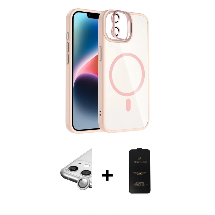 MARSİLYAN™- iPhone 11 Kılıf Yadigar Asil Koleksiyonu - Siyah 6D Antistatik Mat Seramik Hayalet Nano Ekran Koruyucu + Raze Metal Kamera Lens - GS