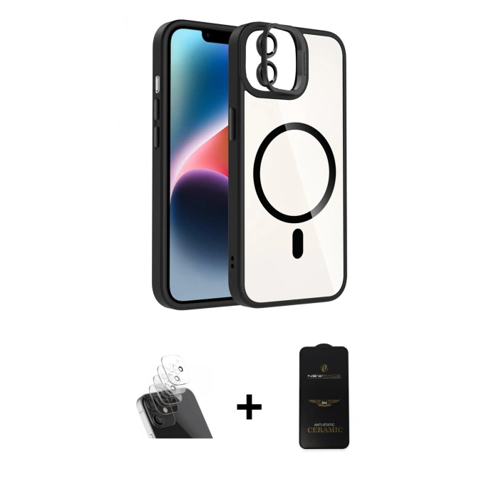 MARSİLYAN™- iPhone 11 Kılıf Yadigar Asil Koleksiyonu - Siyah 6D Antistatik Mat Seramik Hayalet Nano Ekran Koruyucu + Kamera Lens Koruma Cam - SF