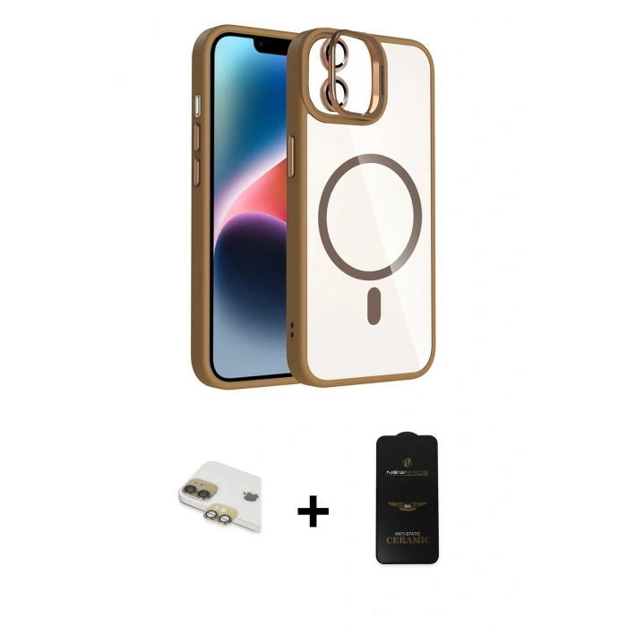 MARSİLYAN™- iPhone 11 Kılıf Yadigar Asil Koleksiyonu - Siyah 6D Antistatik Mat Seramik Hayalet Nano Ekran Koruyucu + Pers Alüminyum Kamera Lens - GD