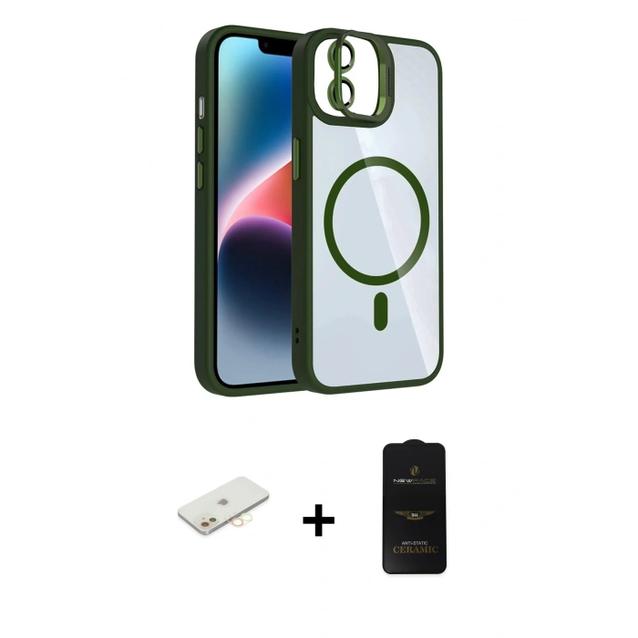 MARSİLYAN™- iPhone 11 Kılıf Yadigar Asil Koleksiyonu - Siyah 6D Antistatik Mat Seramik Hayalet Nano Ekran Koruyucu + Renkli Kamera Lens Koruma Cam - SI