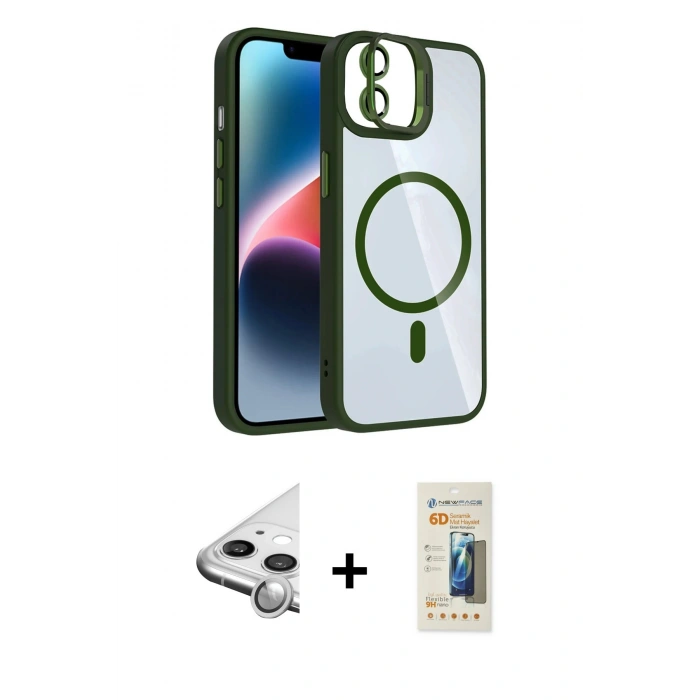 MARSİLYAN™- iPhone 11 Kılıf Yadigar Asil Koleksiyonu - Siyah 6D Mat Seramik Hayalet Nano Ekran Koruyucu + Raze Metal Kamera Lens - GS