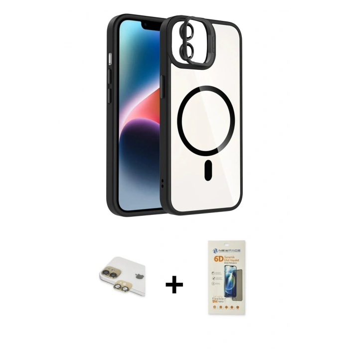 MARSİLYAN™- iPhone 11 Kılıf Yadigar Asil Koleksiyonu - Siyah 6D Mat Seramik Hayalet Nano Ekran Koruyucu + Pers Alüminyum Kamera Lens - GD
