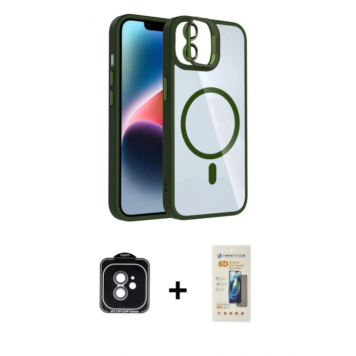 MARSİLYAN™- iPhone 11 Kılıf Yadigar Asil Koleksiyonu - Siyah 6D Mat Seramik Hayalet Nano Ekran Koruyucu + PVD Metal Kamera Lens - YL