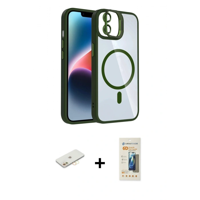 MARSİLYAN™- iPhone 11 Kılıf Yadigar Asil Koleksiyonu - Siyah 6D Mat Seramik Hayalet Nano Ekran Koruyucu + Renkli Kamera Lens Koruma Cam - SI