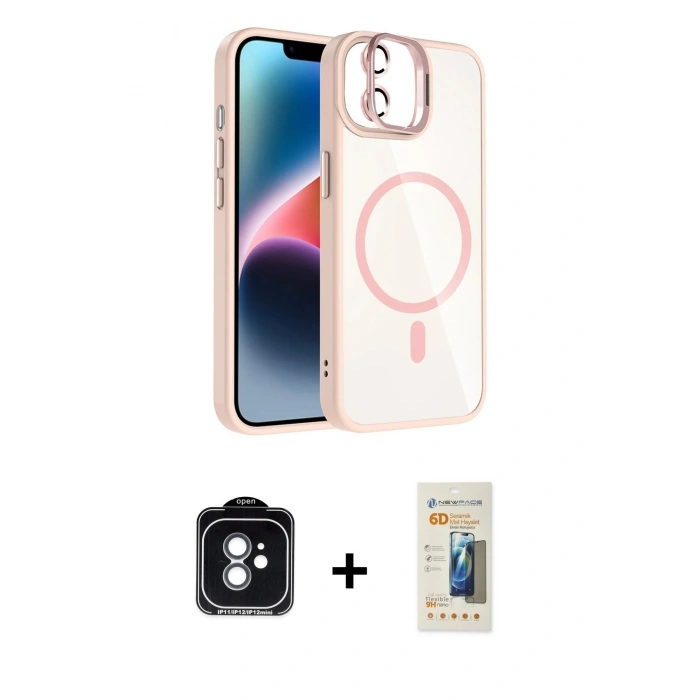 MARSİLYAN™- iPhone 11 Kılıf Yadigar Asil Koleksiyonu - Siyah 6D Mat Seramik Hayalet Nano Ekran Koruyucu + PVD Metal Kamera Lens - YL