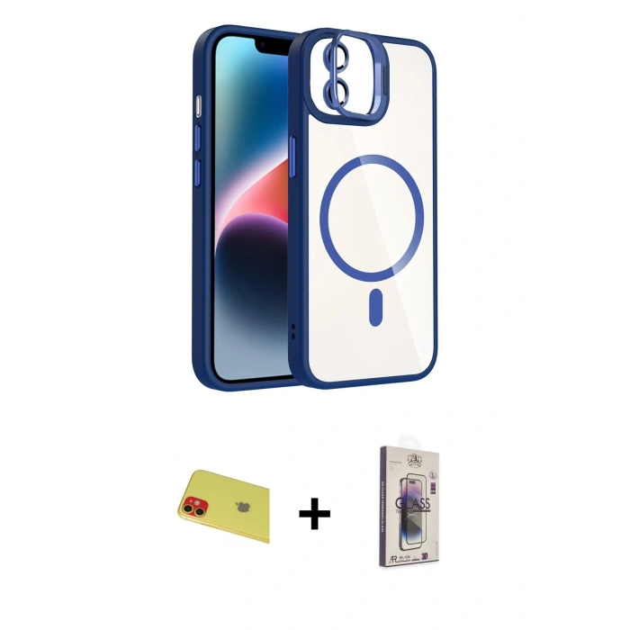 MARSİLYAN™- iPhone 11 Kılıf Yadigar Asil Koleksiyonu - Siyah Bilvis 3D Cam Ekran Koruyucu + Rainbow Kamera Lens Koruma Cam - KI