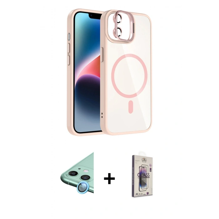 MARSİLYAN™- iPhone 11 Kılıf Yadigar Asil Koleksiyonu - Siyah Bilvis 3D Cam Ekran Koruyucu + Raze Metal Kamera Lens - MI