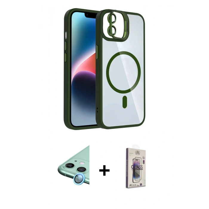 MARSİLYAN™- iPhone 11 Kılıf Yadigar Asil Koleksiyonu - Siyah Bilvis 3D Cam Ekran Koruyucu + Raze Metal Kamera Lens - MI