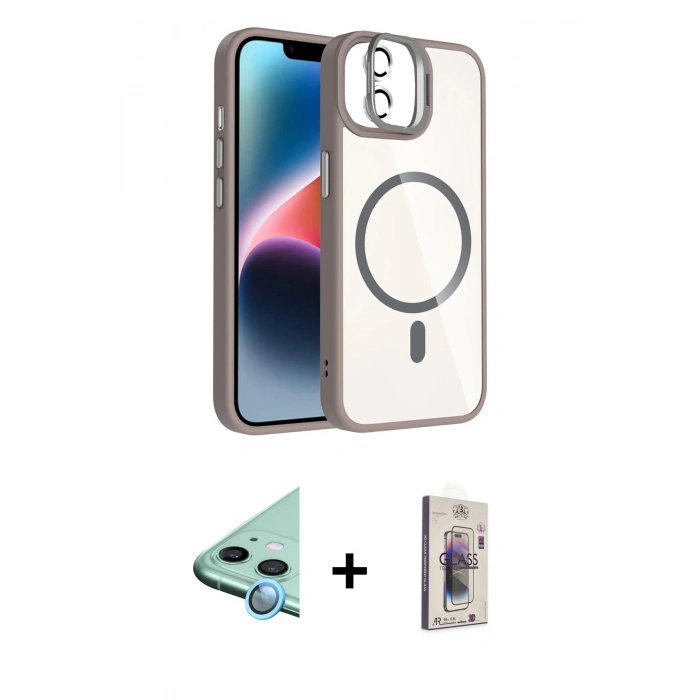 MARSİLYAN™- iPhone 11 Kılıf Yadigar Asil Koleksiyonu - Siyah Bilvis 3D Cam Ekran Koruyucu + Raze Metal Kamera Lens - MI