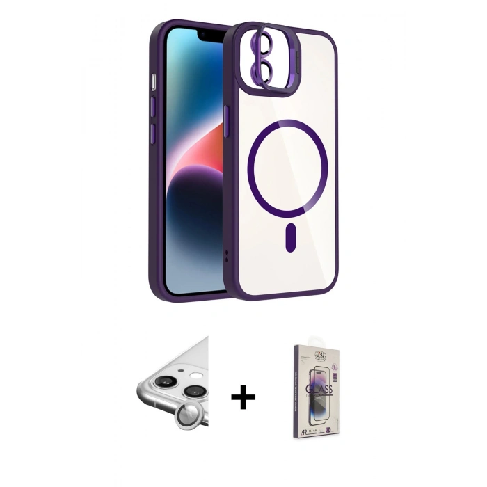 MARSİLYAN™- iPhone 11 Kılıf Yadigar Asil Koleksiyonu - Siyah Bilvis 3D Cam Ekran Koruyucu + Raze Metal Kamera Lens - GS