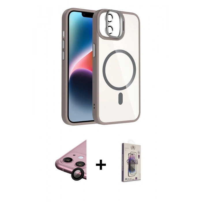 MARSİLYAN™- iPhone 11 Kılıf Yadigar Asil Koleksiyonu - Siyah Bilvis 3D Cam Ekran Koruyucu + Raze Metal Kamera Lens - SH